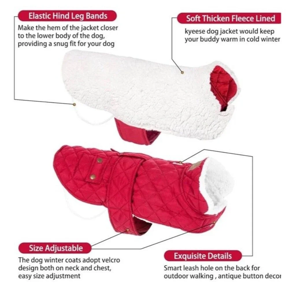 Dog Winter Coat, Dog Winter Jacket with Faux Fur Hood, Warm Dog Coat with